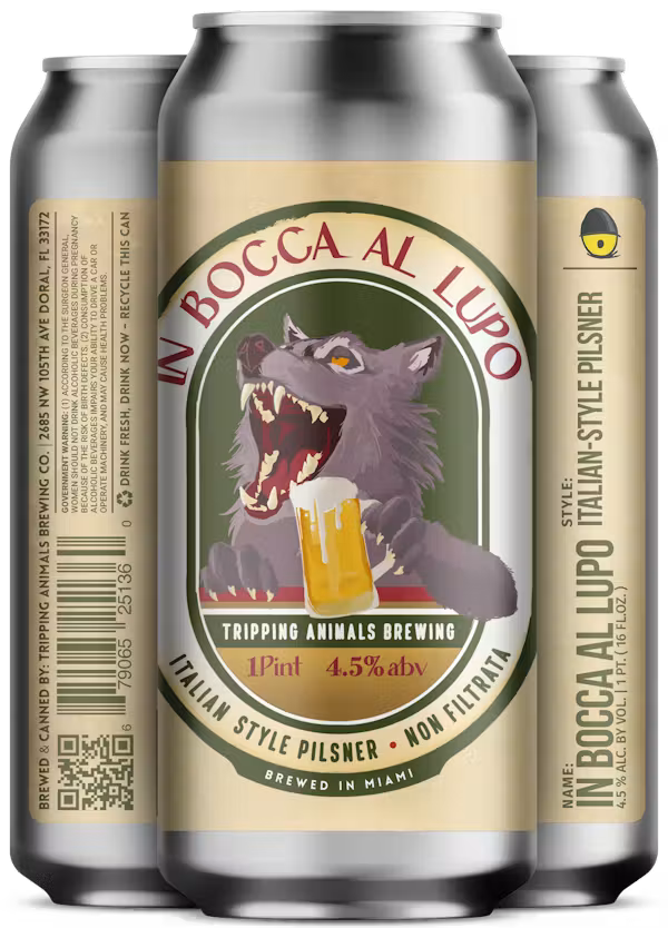 Tripping Animals Brewing In Boca Al Lupo Italian Pilsner